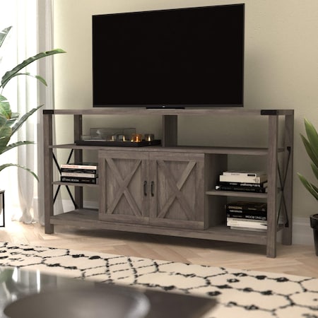 Flash Furniture 60" Coastal Gray TV Stand with Storage Shelves ZG-025-GY-GG